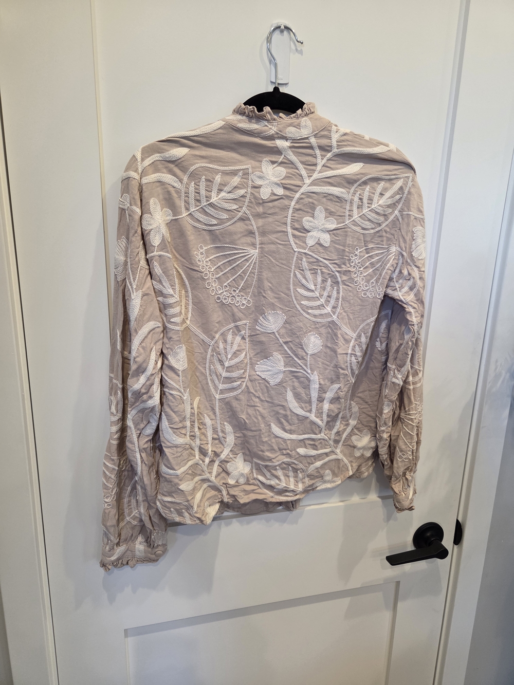 Blush Embroidered Ruffle-Trim Button Blouse - Picture 8 of 9